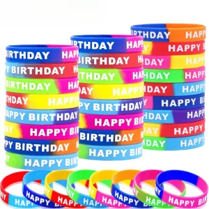 Wholesale 20PCS Happy Birthday Single Color Printed Rubber Bracelet