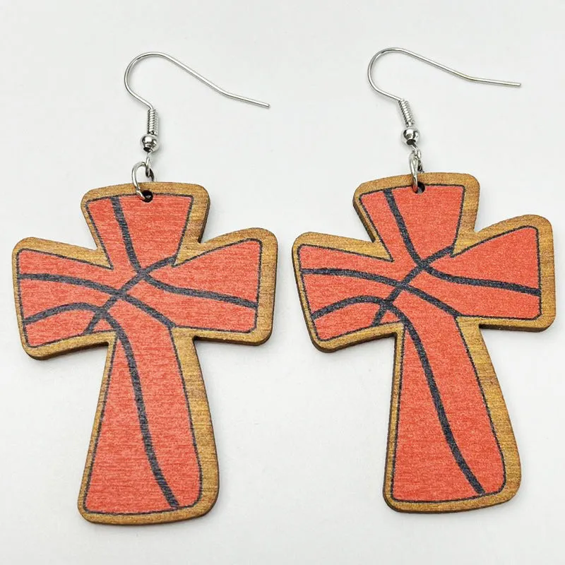 Wholesale 2Pair/Pack Sports Wooden Ball Vintage Earrings