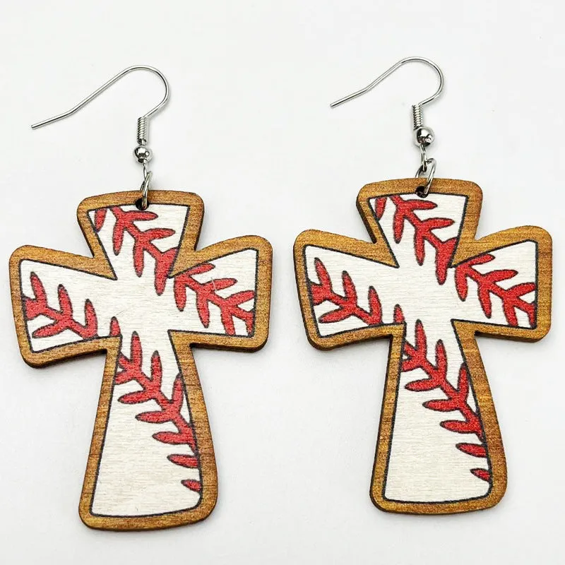 Wholesale 2Pair/Pack Sports Wooden Ball Vintage Earrings