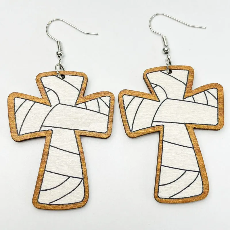 Wholesale 2Pair/Pack Sports Wooden Ball Vintage Earrings