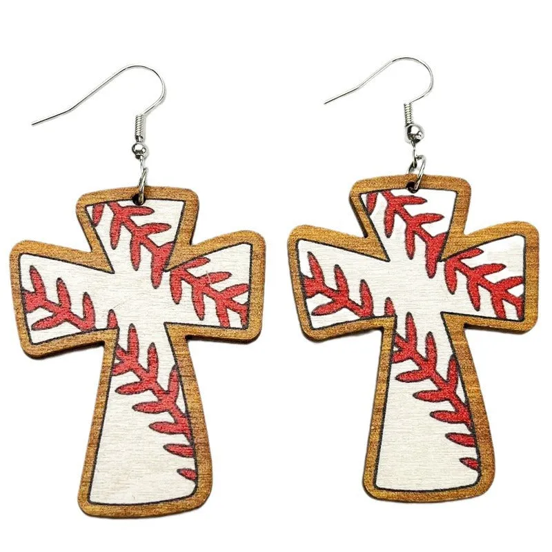 Wholesale 2Pair/Pack Sports Wooden Ball Vintage Earrings