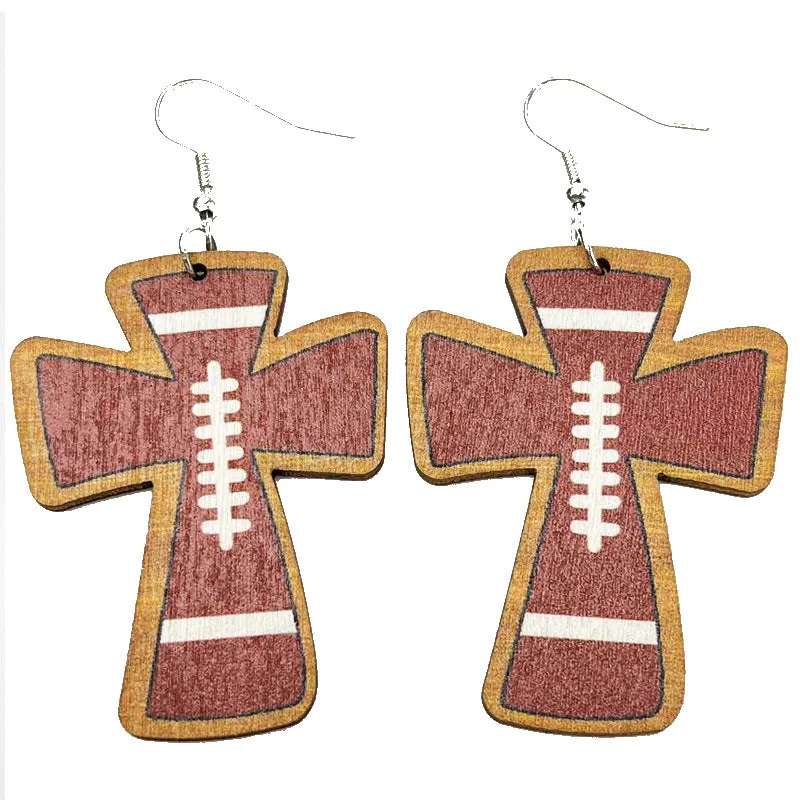 Wholesale 2Pair/Pack Sports Wooden Ball Vintage Earrings
