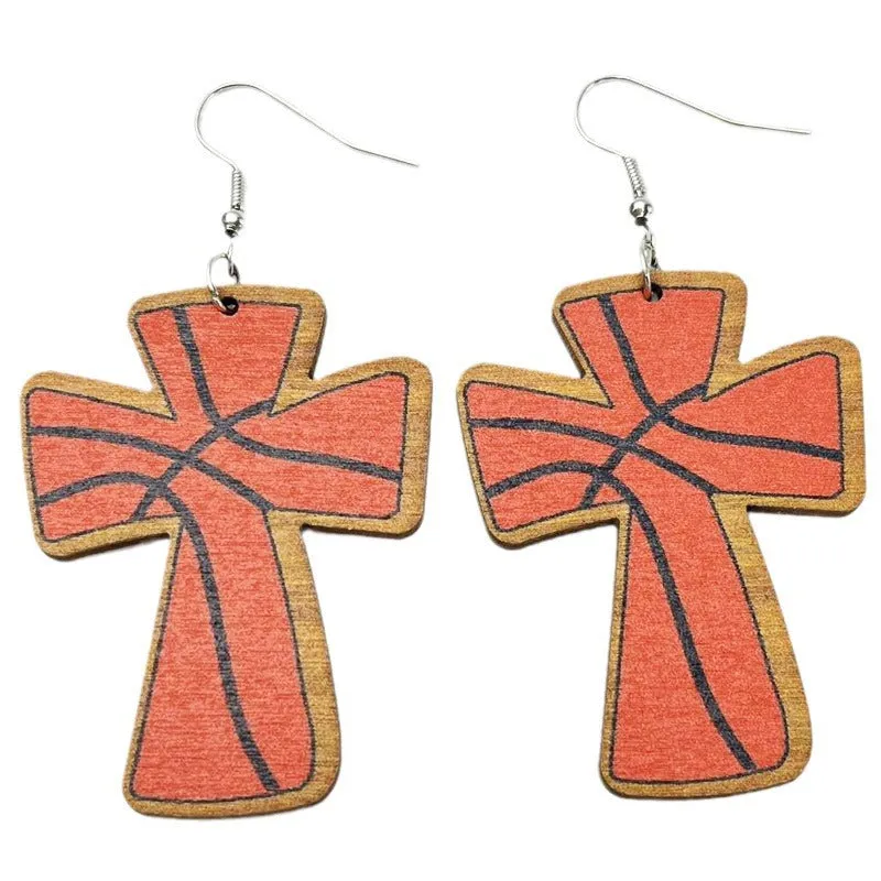 Wholesale 2Pair/Pack Sports Wooden Ball Vintage Earrings