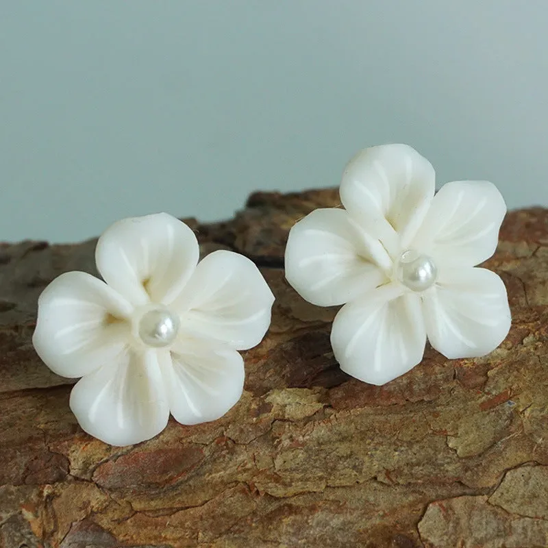 Wholesale 2pairs/pack Beautiful Floral Pearl Laser Bright Party Earrings