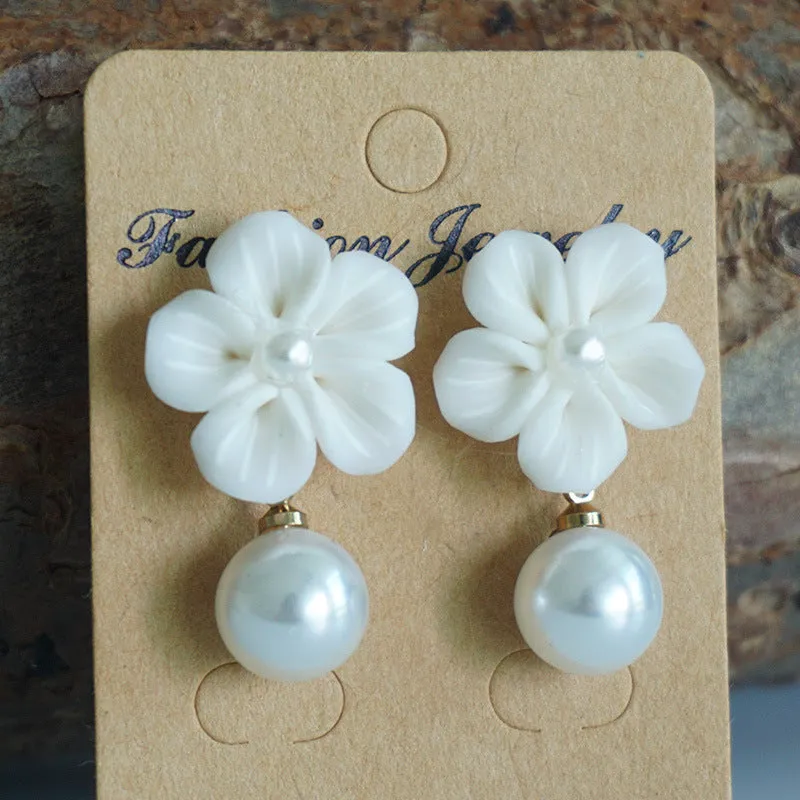 Wholesale 2pairs/pack Beautiful Floral Pearl Laser Bright Party Earrings