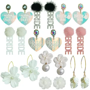 Wholesale 2pairs/pack Beautiful Floral Pearl Laser Bright Party Earrings
