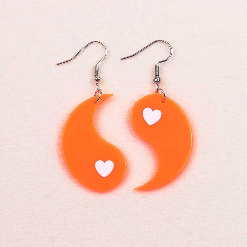 Wholesale 2pairs/pack Chubby Water Drop Love Acrylic Earrings