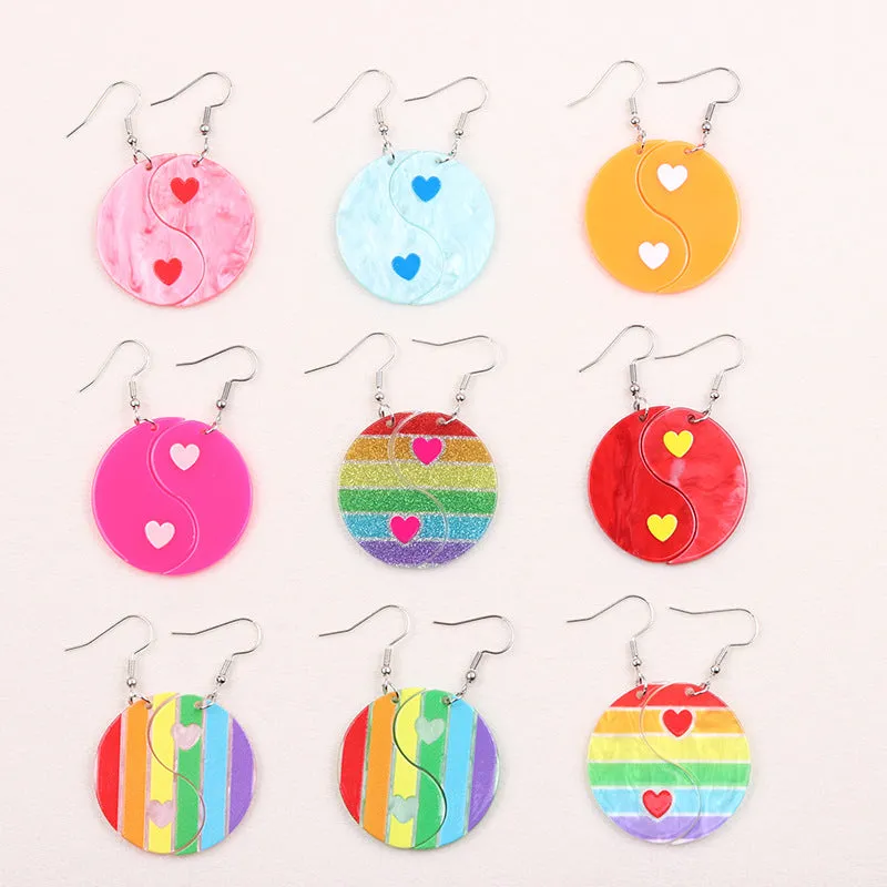 Wholesale 2pairs/pack Chubby Water Drop Love Acrylic Earrings