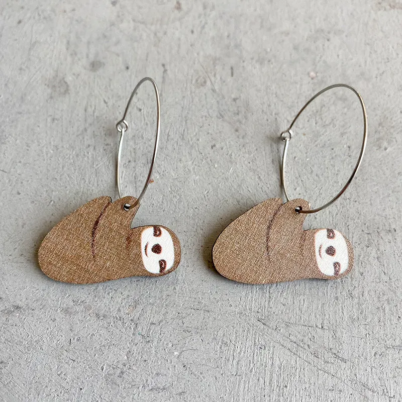 Wholesale 2pairs/pack Cute Animal Fun Raccoon Sloth Little Fox Forest Style Earrings