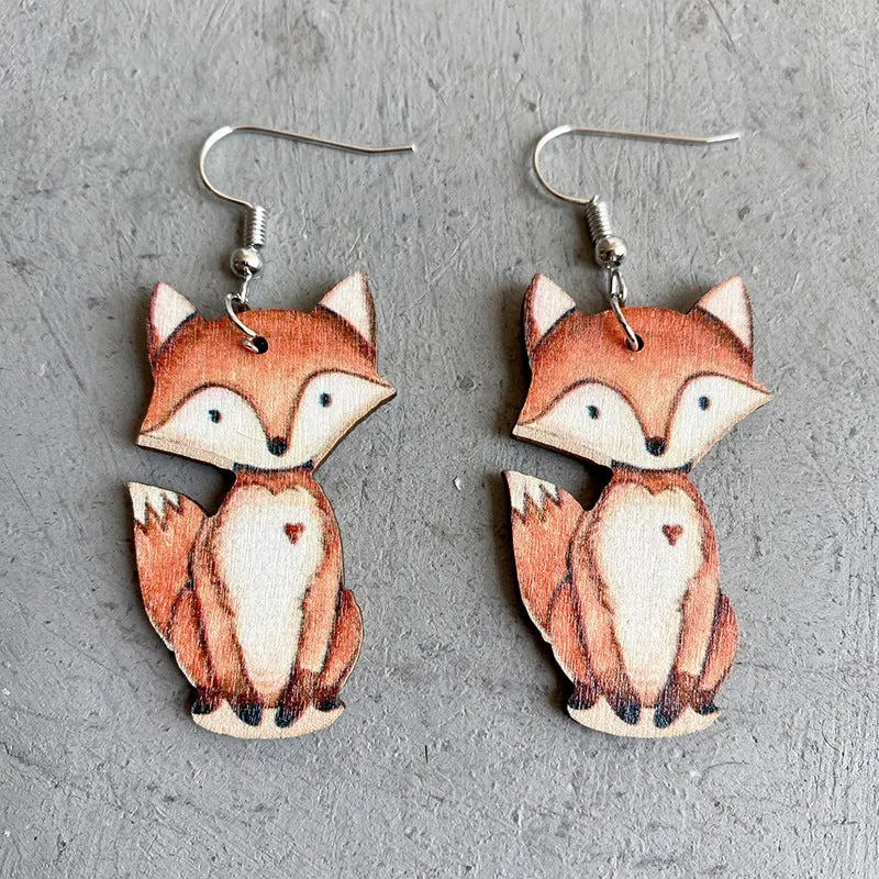 Wholesale 2pairs/pack Cute Animal Fun Raccoon Sloth Little Fox Forest Style Earrings