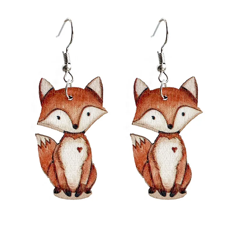 Wholesale 2pairs/pack Cute Animal Fun Raccoon Sloth Little Fox Forest Style Earrings