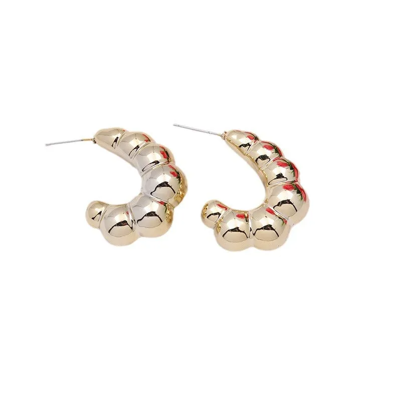 Wholesale 2pairs/pack Electroplated Horn C Hoop Earrings