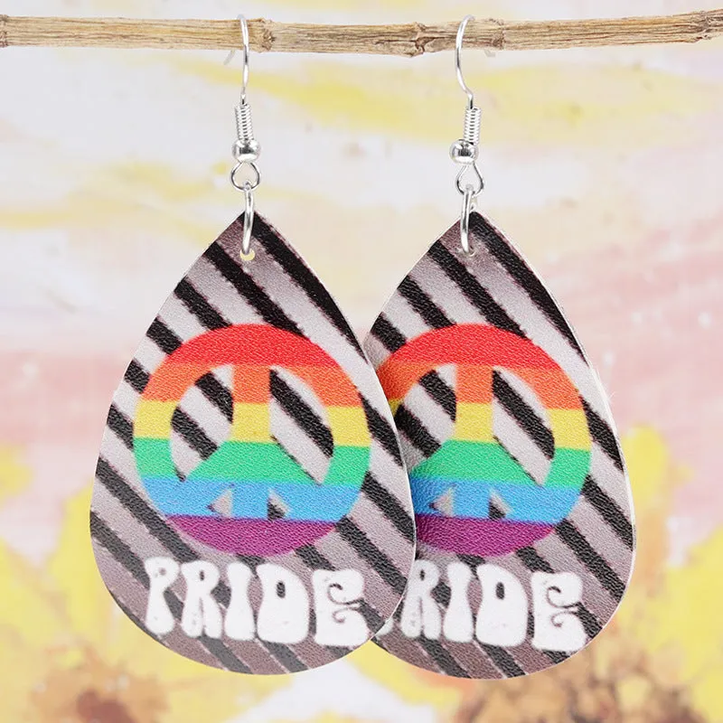 Wholesale 2pairs/pack Rainbow Leopard Print Polka Dot Leather Earrings