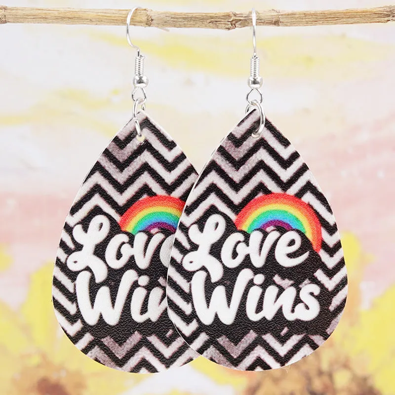Wholesale 2pairs/pack Rainbow Leopard Print Polka Dot Leather Earrings