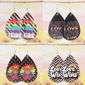 Wholesale 2pairs/pack Rainbow Leopard Print Polka Dot Leather Earrings