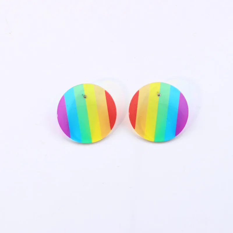 Wholesale 2pairs/pack Rainbow Series Chain Geometric Six-link Love Earrings