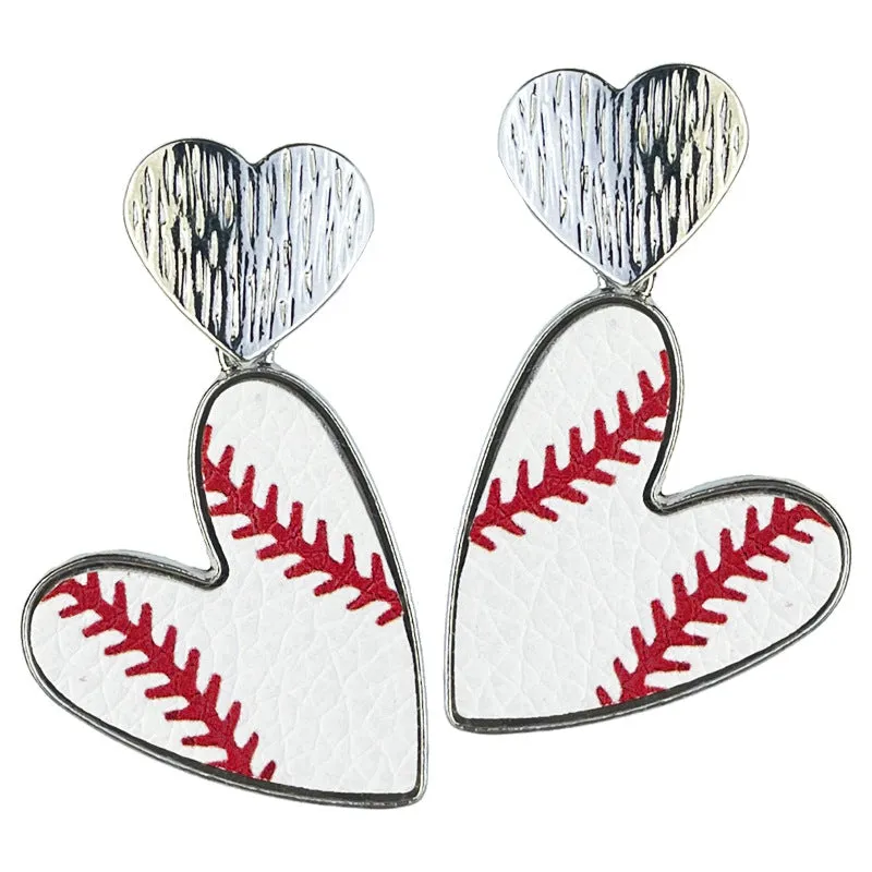 Wholesale 2Pairs/pack Rugby Sports Love Basketball Softball Volleyball Football Leather Metal Earrings