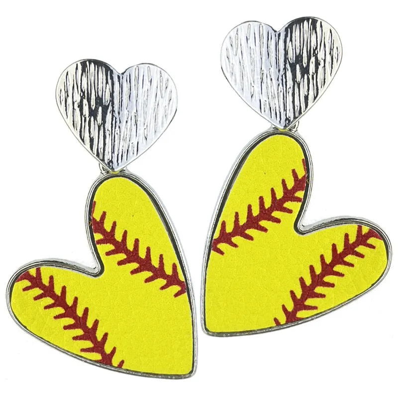 Wholesale 2Pairs/pack Rugby Sports Love Basketball Softball Volleyball Football Leather Metal Earrings