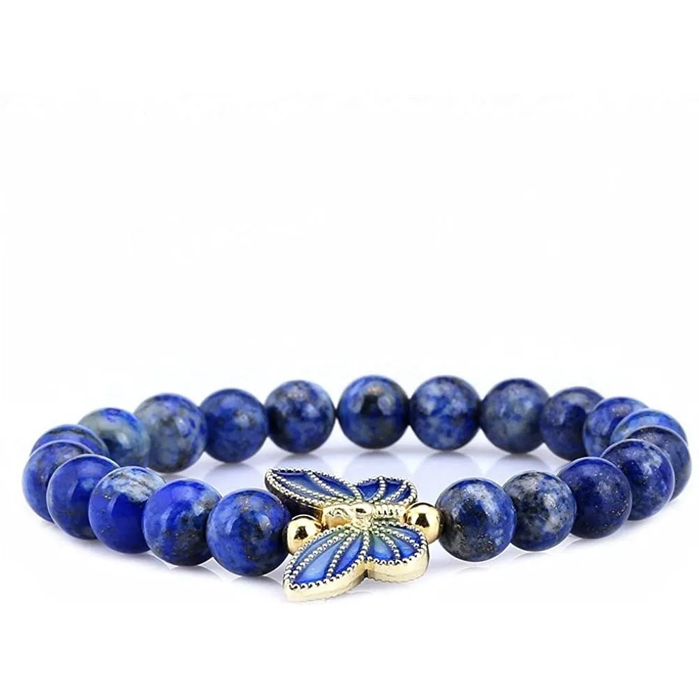 Wholesale 2PCS Butterfly Natural Stone Bracelet