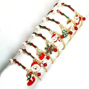 Wholesale 2PCS Christmas Elk Snowman Alloy Bracelet
