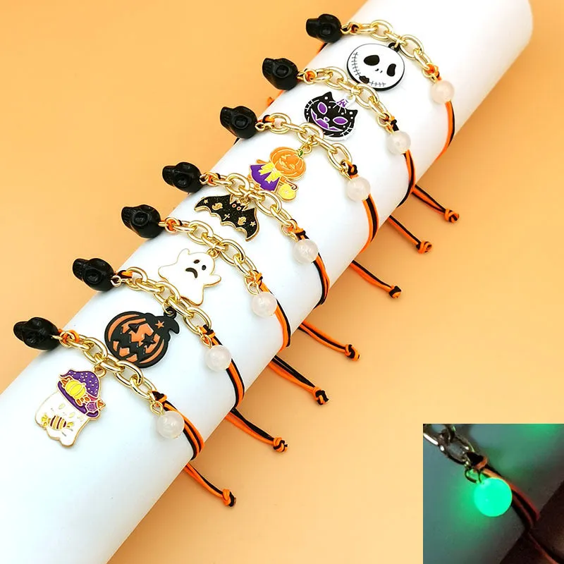 Wholesale 2PCS Halloween Glow Hand Alloy Bracelet