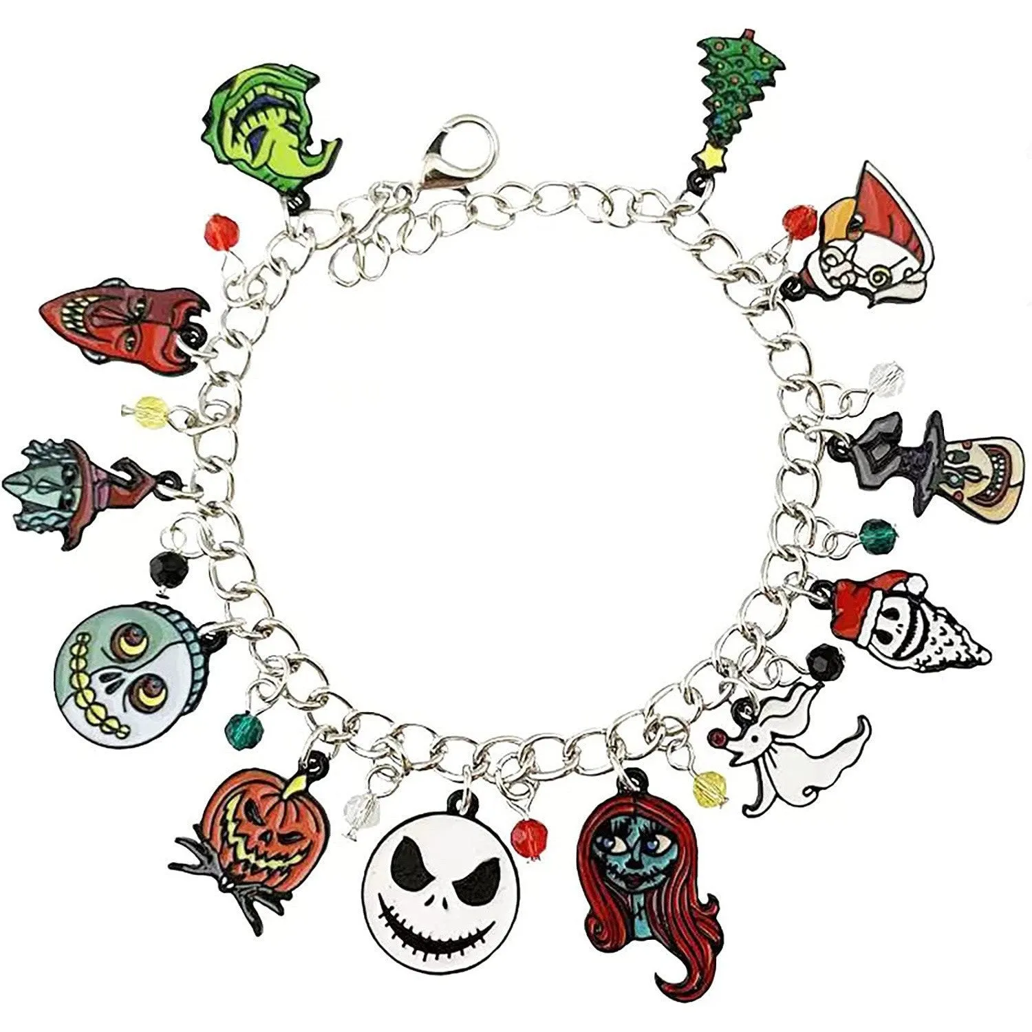 Wholesale 2PCS Halloween Pumpkin Head Spider Bat Ghost Alloy Bracelet