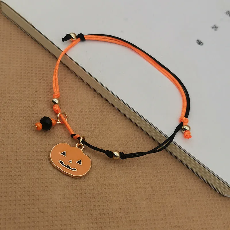 Wholesale 2PCS Halloween Pumpkin Skull Alloy Bracelet