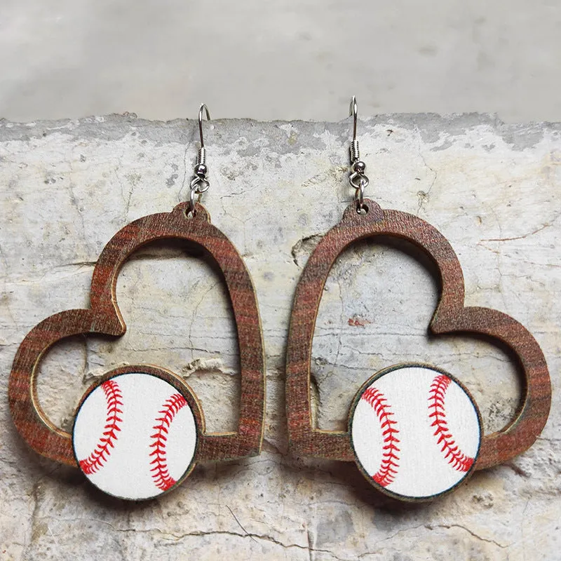 Wholesale 2pcs Love Sports Football Baseball Rugby Basketball Tennis Volleyball Geometric Hollow Earrings