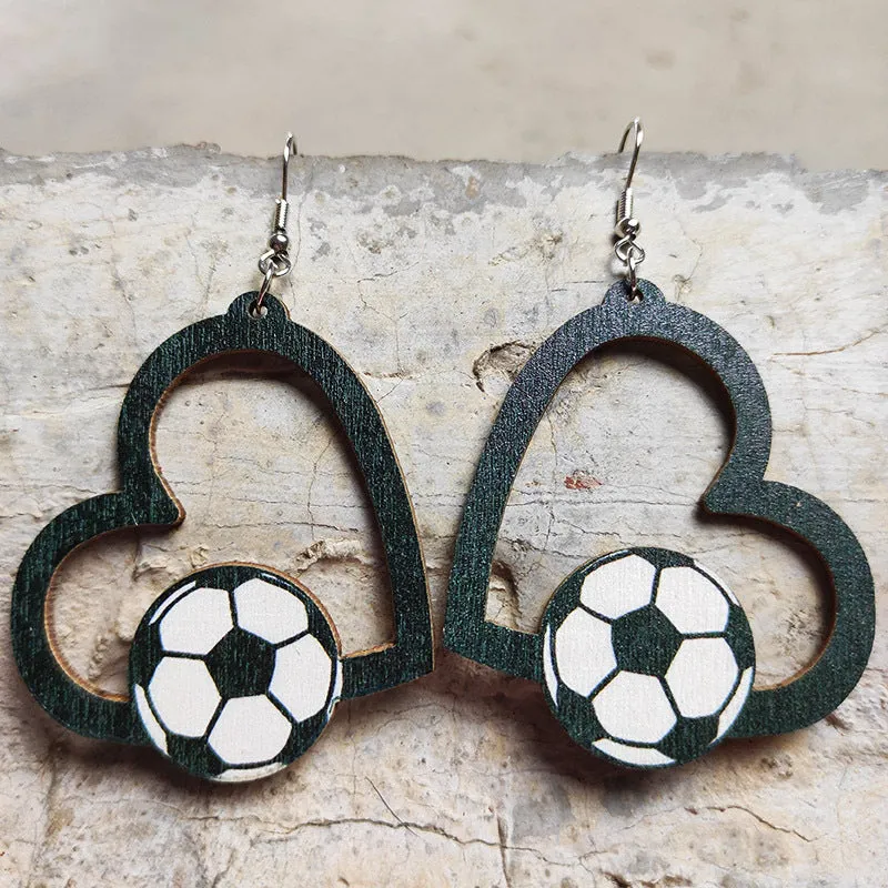 Wholesale 2pcs Love Sports Football Baseball Rugby Basketball Tennis Volleyball Geometric Hollow Earrings
