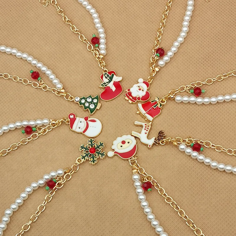 Wholesale 2PCS Santa Claus Snowman Alloy Bracelet