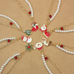 Wholesale 2PCS Santa Claus Snowman Alloy Bracelet
