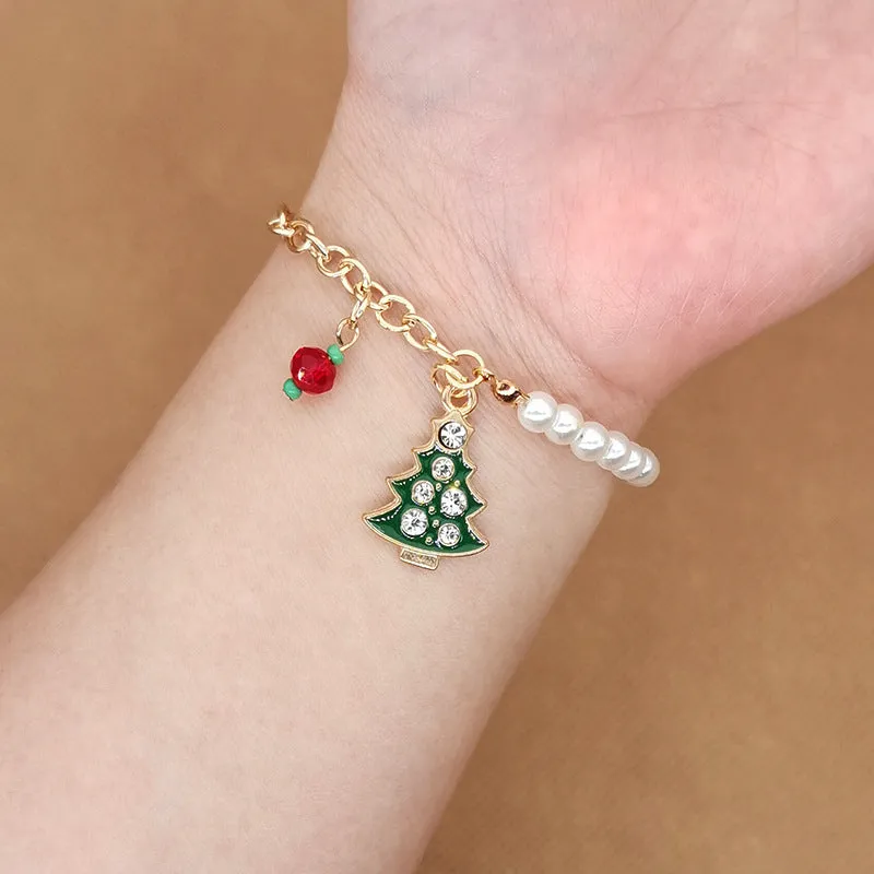 Wholesale 2PCS Santa Claus Snowman Alloy Bracelet