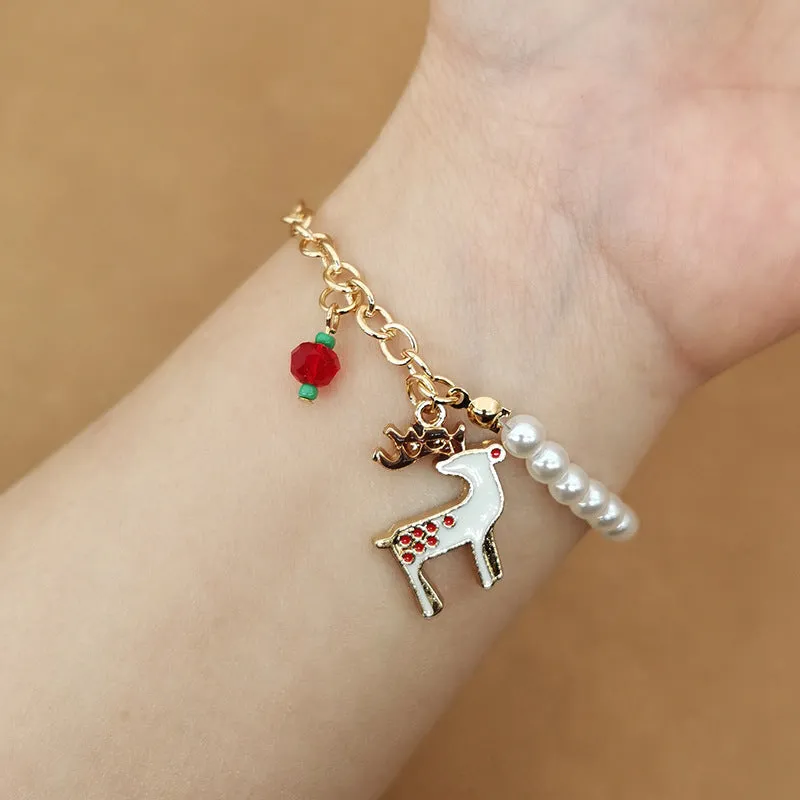 Wholesale 2PCS Santa Claus Snowman Alloy Bracelet