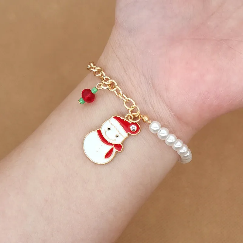 Wholesale 2PCS Santa Claus Snowman Alloy Bracelet