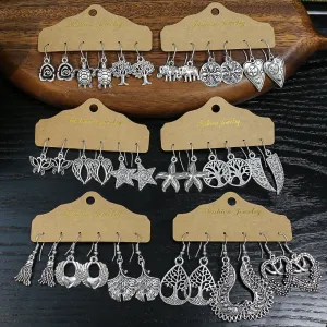 Wholesale 3 Pair Vintage Alloy Earrings