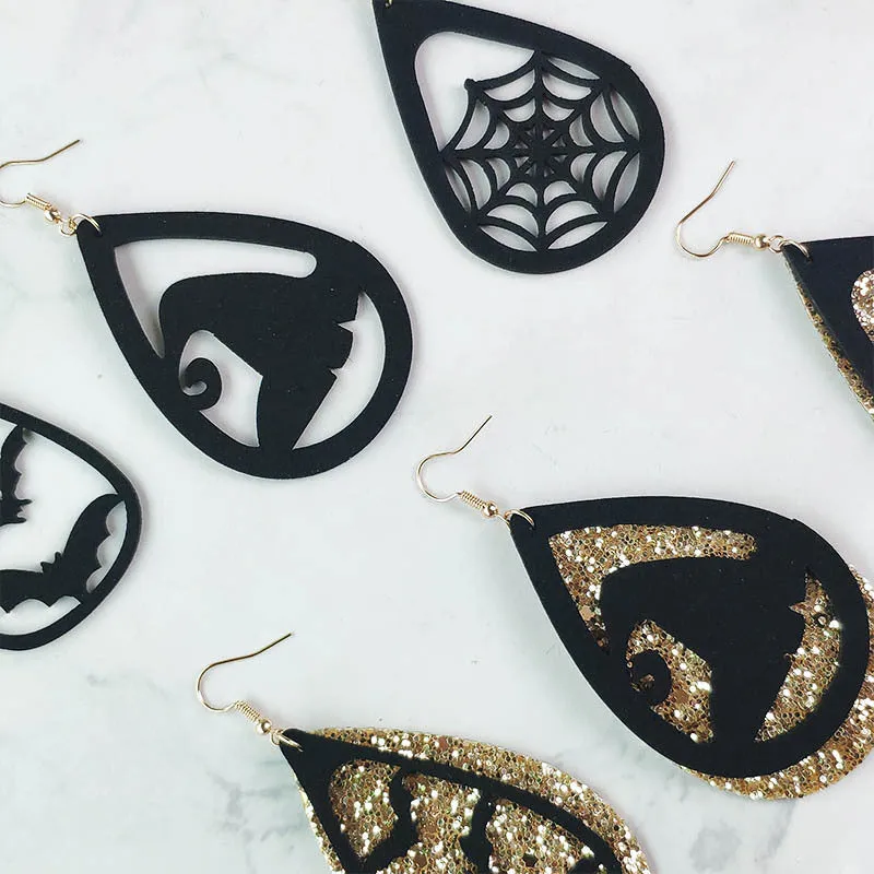 Wholesale 3 Pair/Pack Halloween Kitten Korean Velvet Spider Web Earrings