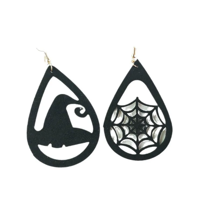 Wholesale 3 Pair/Pack Halloween Kitten Korean Velvet Spider Web Earrings