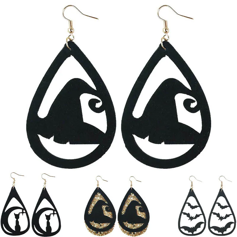 Wholesale 3 Pair/Pack Halloween Kitten Korean Velvet Spider Web Earrings