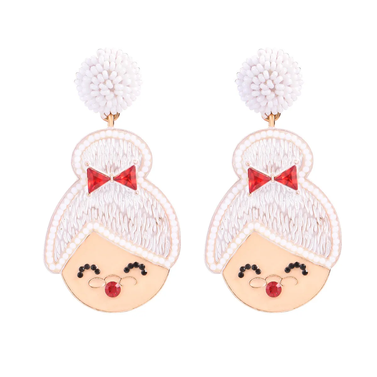 Wholesale 3 pairs/1 pack Christmas creative Santa Claus Granny oil dripping diamond earrings