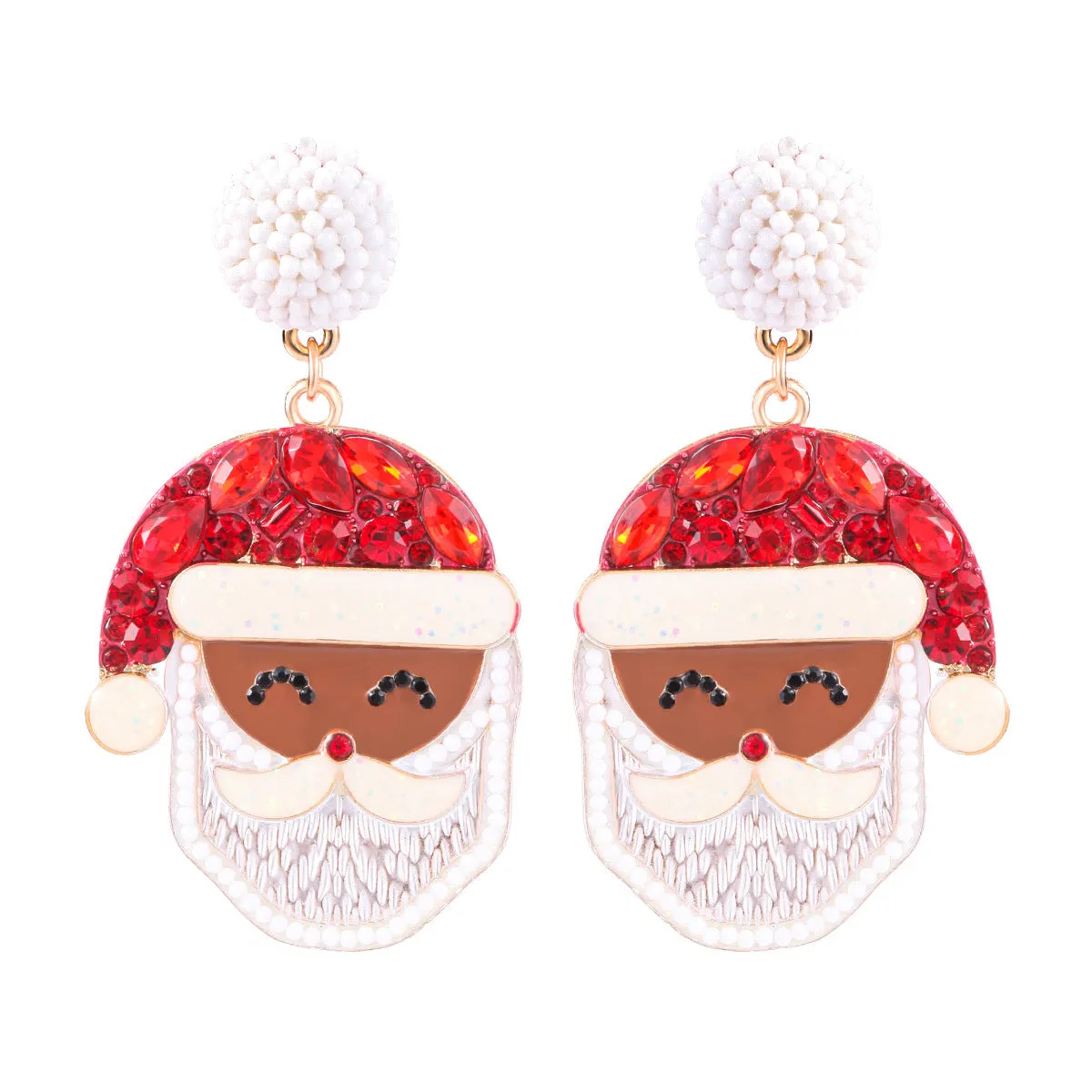 Wholesale 3 pairs/1 pack Christmas creative Santa Claus Granny oil dripping diamond earrings