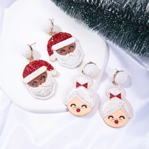 Wholesale 3 pairs/1 pack Christmas creative Santa Claus Granny oil dripping diamond earrings