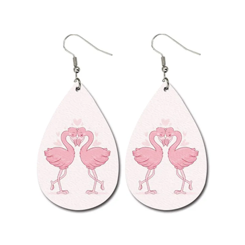 Wholesale 3 Pairs/pack Valentine's Day Heart Shape LOVE Water Drop Leather Earrings