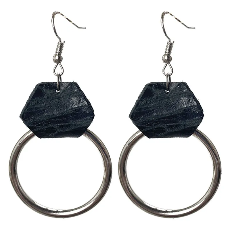Wholesale 3 Pairs/pack Vintage Embossed Cowhide Metal Hoop Earrings