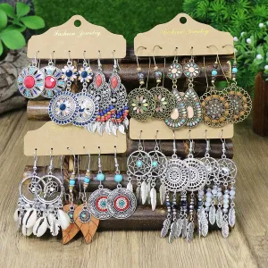 Wholesale 3-piece Set of Bohemian Alloy Multi-color Earrings