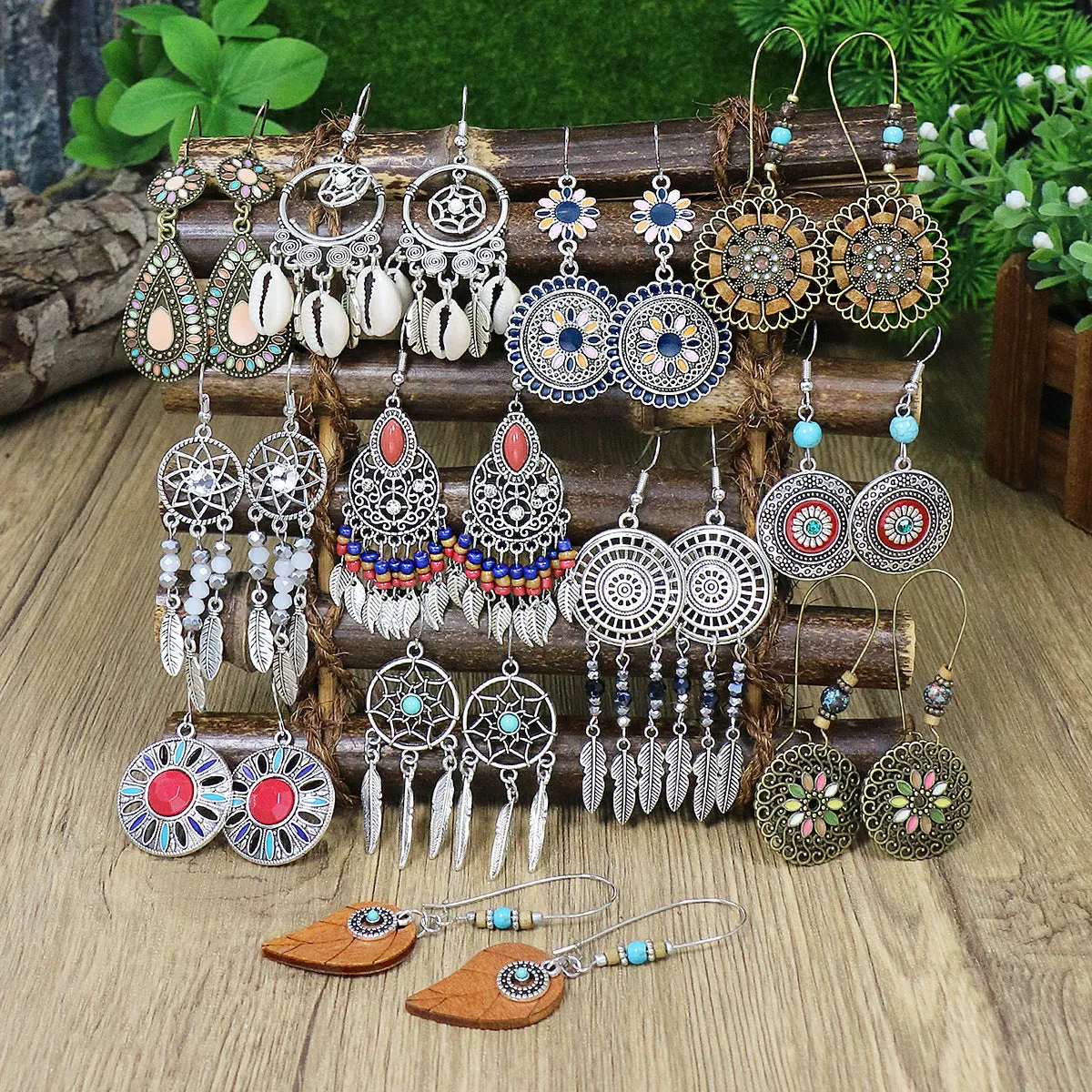Wholesale 3-piece Set of Bohemian Alloy Multi-color Earrings