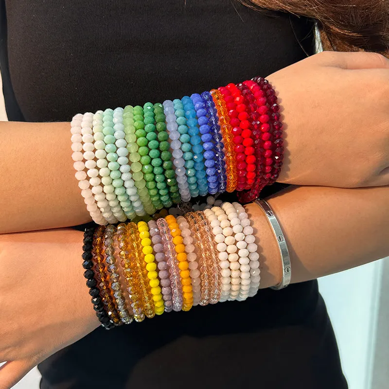 Wholesale 36 Pieces of Crystal Bracelet Set Bohemian Fold Wear 6mm Elastic Bracelet