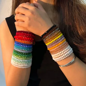 Wholesale 36 Pieces of Crystal Bracelet Set Bohemian Fold Wear 6mm Elastic Bracelet