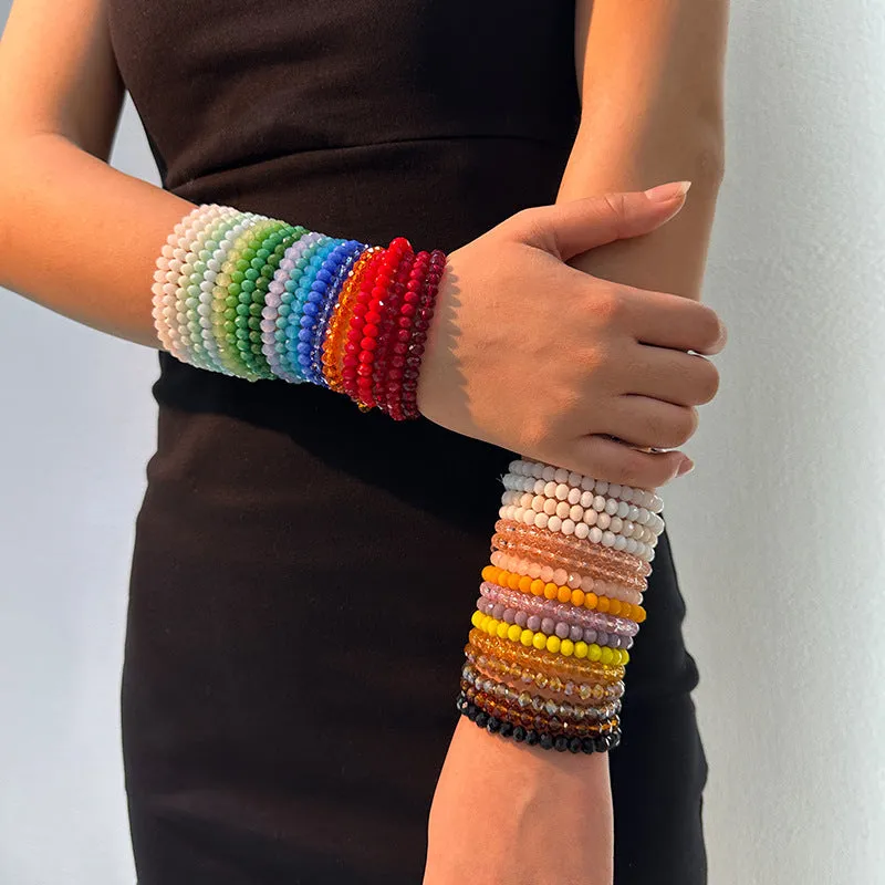 Wholesale 36 Pieces of Crystal Bracelet Set Bohemian Fold Wear 6mm Elastic Bracelet