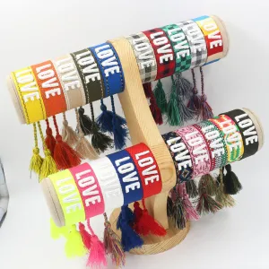 Wholesale 3D Embroidery Letter Tassel Polyester Bracelet