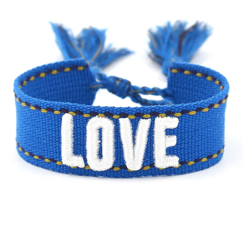 Wholesale 3D Embroidery Letter Tassel Polyester Bracelet